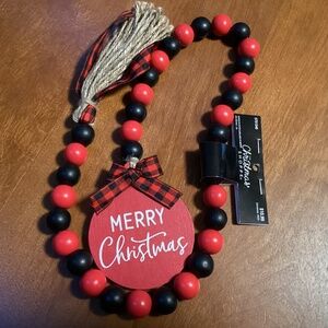 The Christmas Shoppe Wood/Polyester Garland New 33”